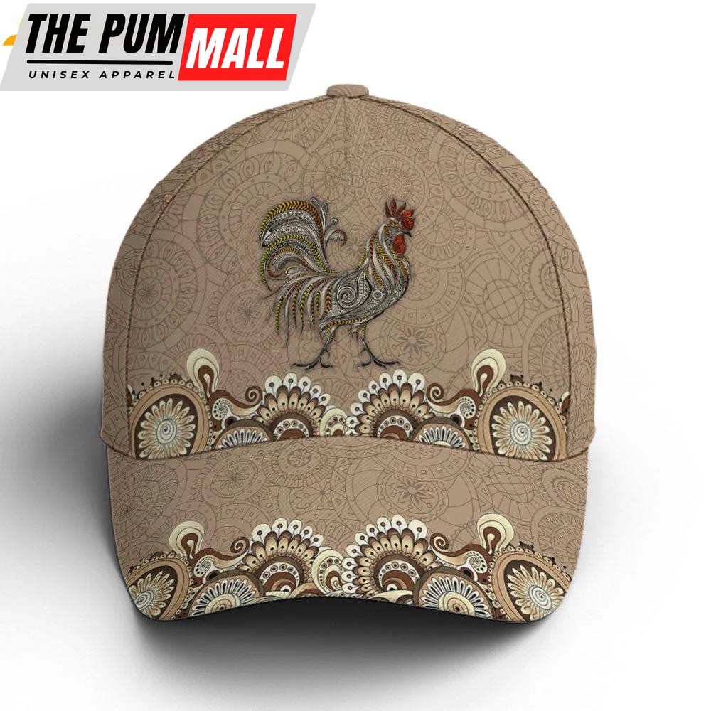 Vintage Floral Rooster Chicken Classic Baseball Cap
