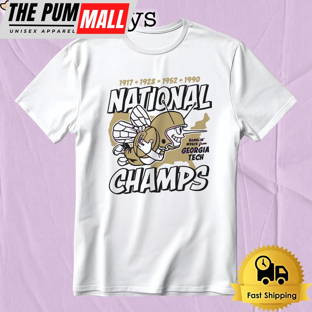 Vintage Georgia Tech Football Four Time National Champs T-Shirt