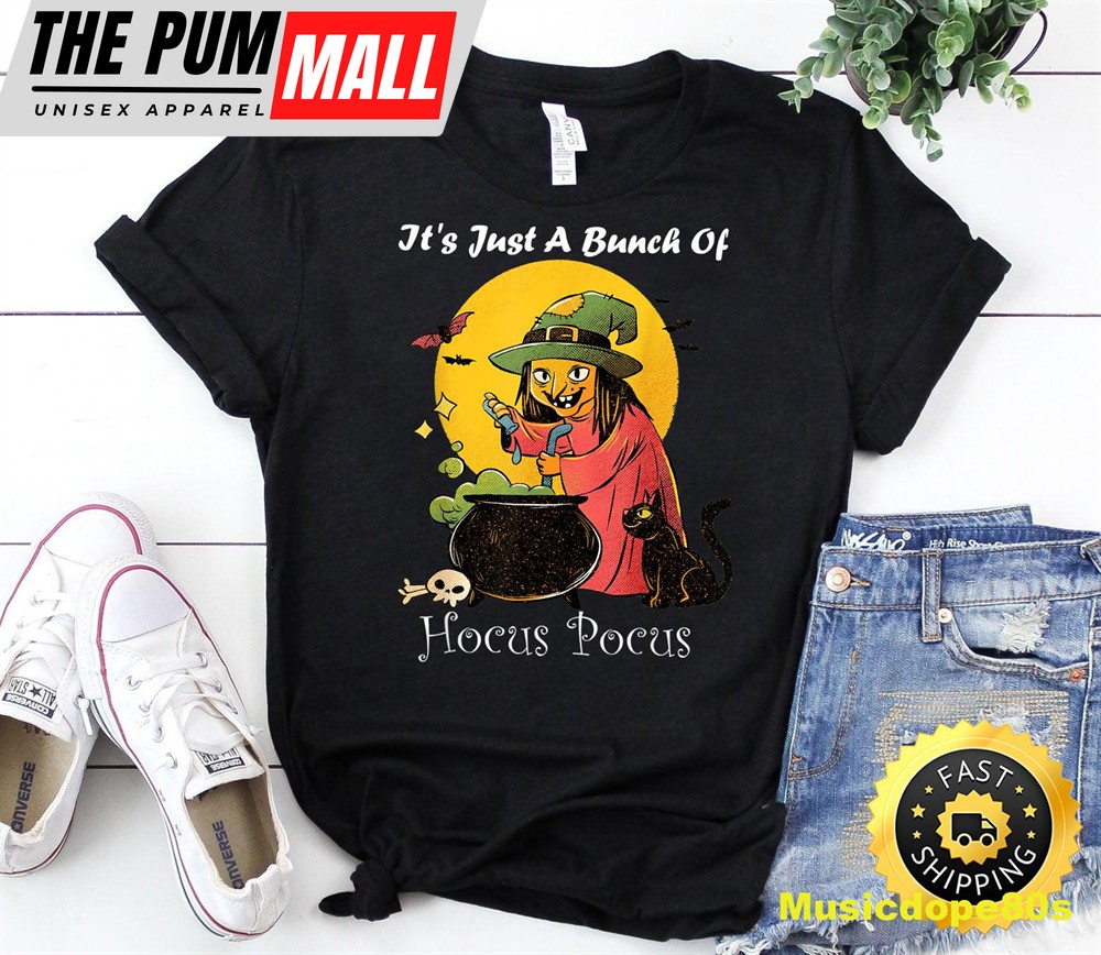 Vintage Halloween Scary Cat,Its Just A Bunch Of Hocus Pocus T-Shirt