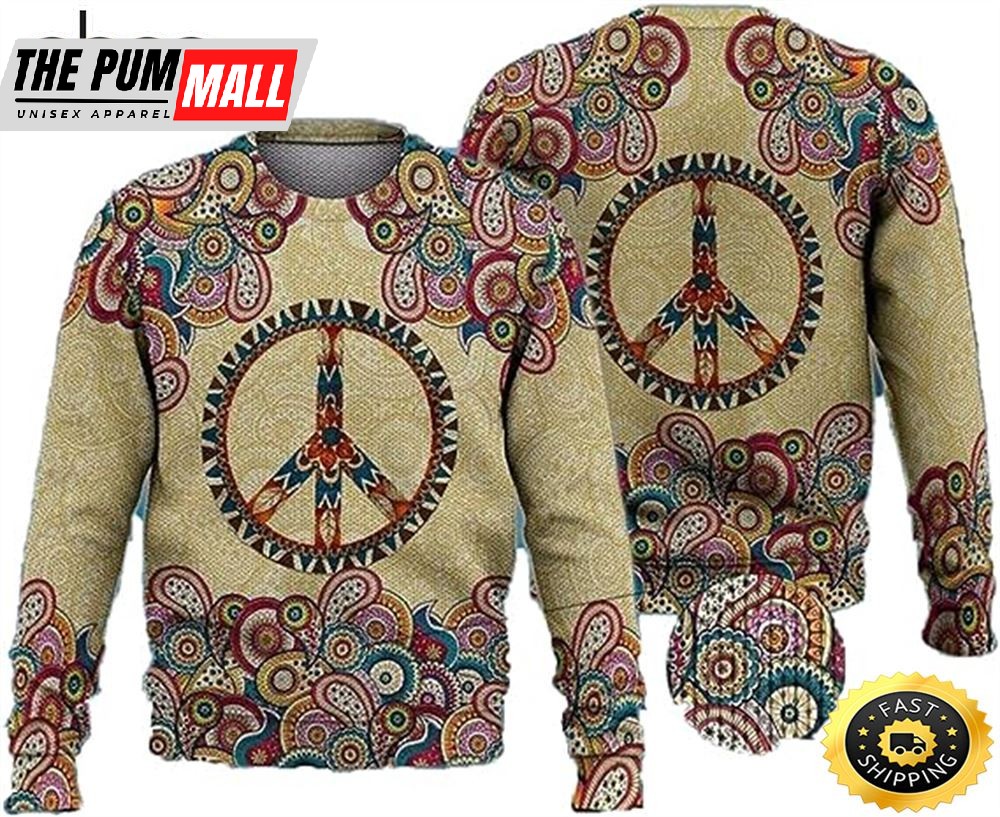 Vintage Hippie Mens Sweater Winter Holiday