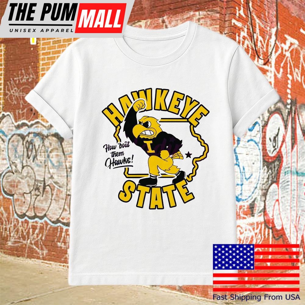 Vintage Iowa Hawkeye State Football Logo Mascot T-Shirt