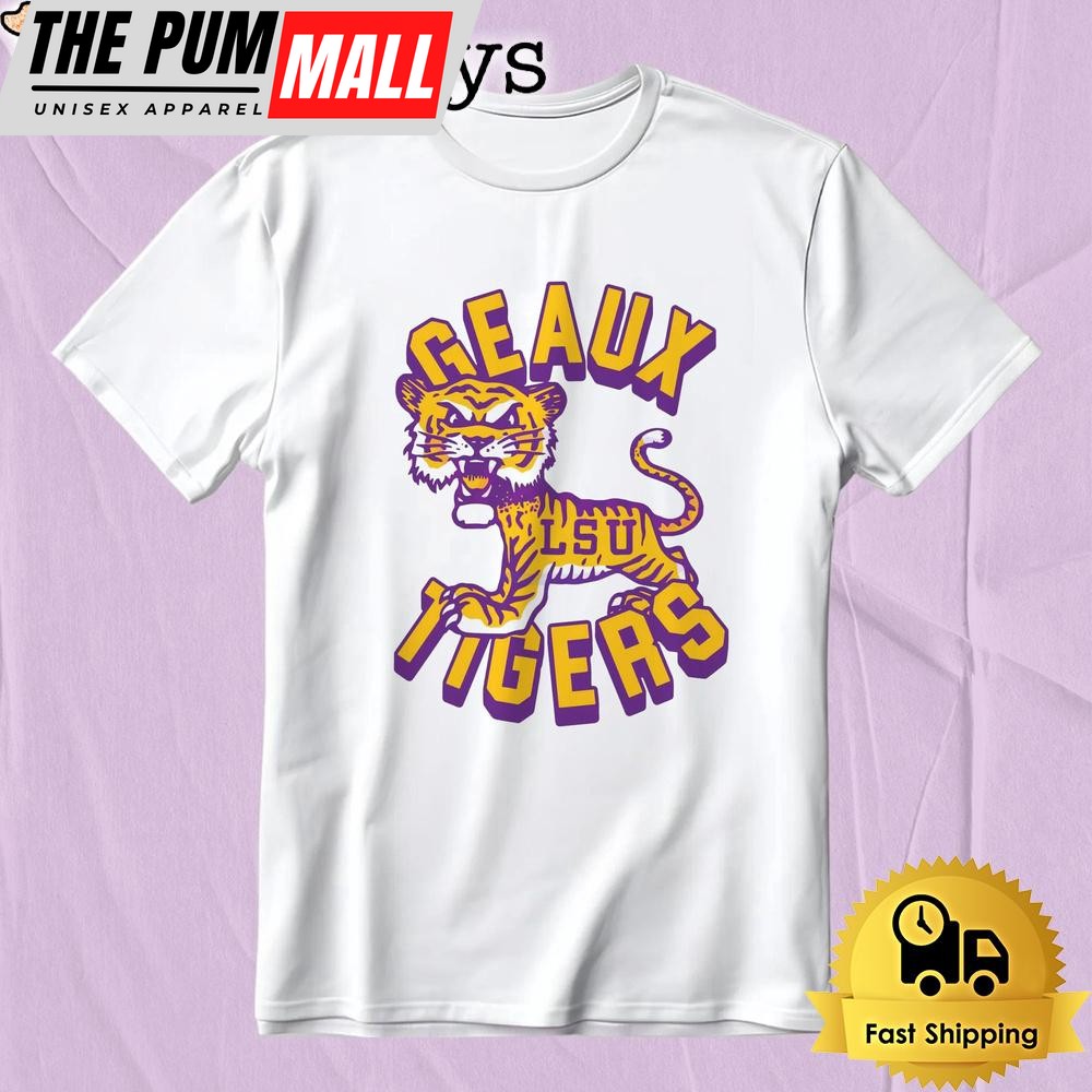 Vintage Lsu Geaux Tigers Retro Logo Mascot T-Shirt