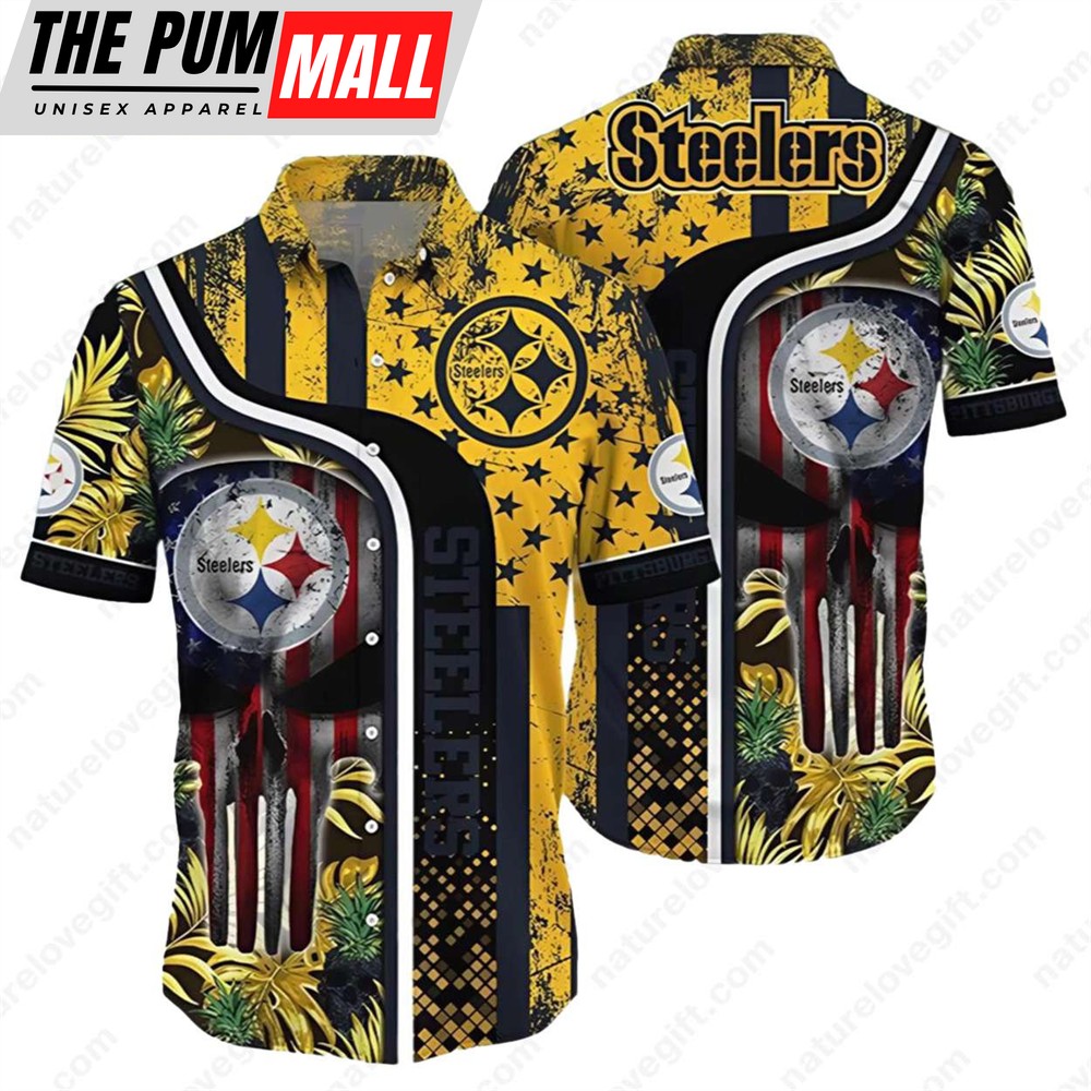 Vintage Pittsburgh Steelers American Flag NFL Hawaiian Shirt
