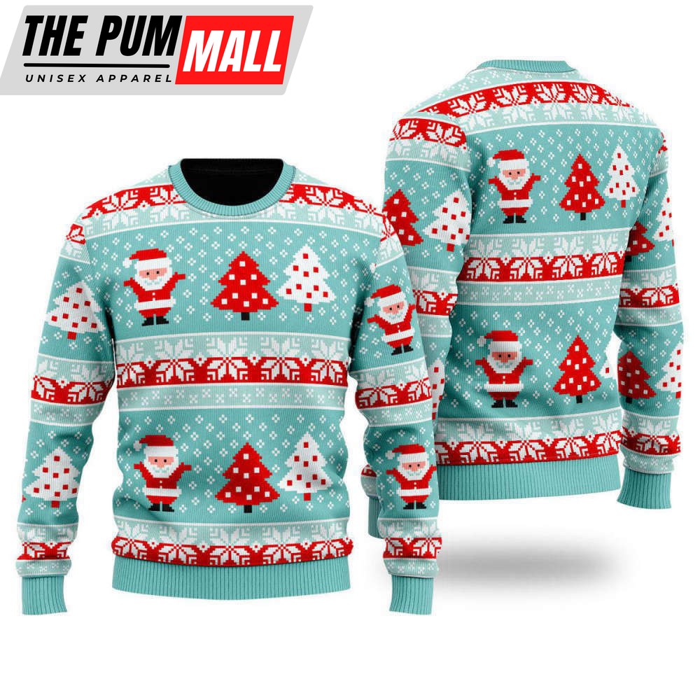 Vintage Santa Light Up Pattern Ugly Christmas Sweater, Gift For Christmas