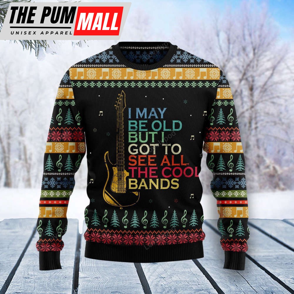 Vintage Ugly Christmas Sweater: Guitar Old Design for Men & Women
