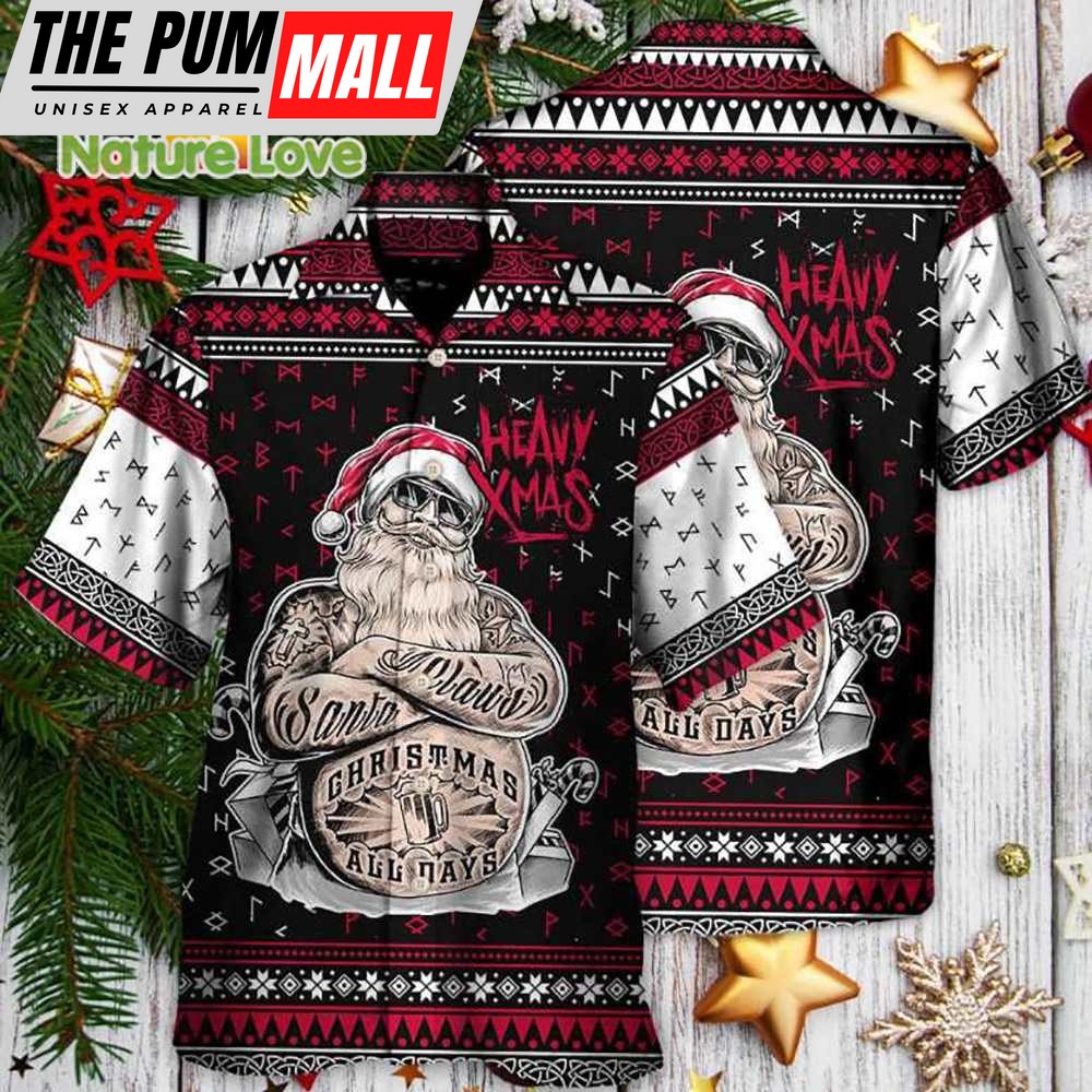 Violent Night Santa Tattoos Funny Merry Christmas Hawaiian Shirt