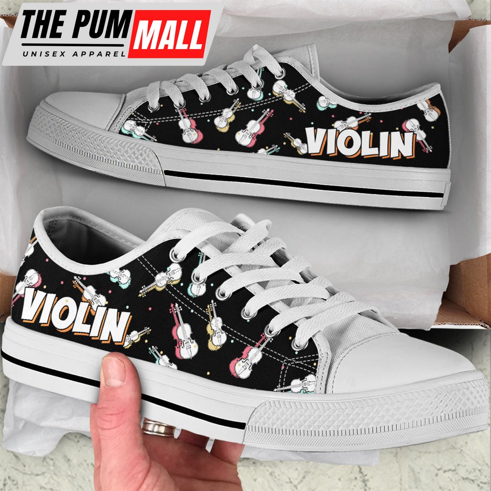 Violin Color Low Top Music Shoes – Fashionable Low Top Casual Shoes Gift For Adults – Sneaker For Walking