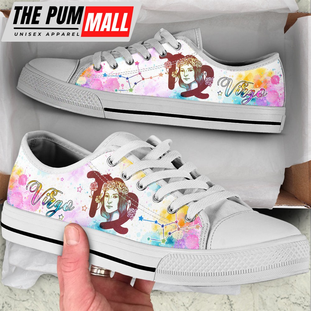 Virgo Zodiac Watercolorful Star Low Top Shoes – Trendy Fashion Casual Shoes Gift For Adults