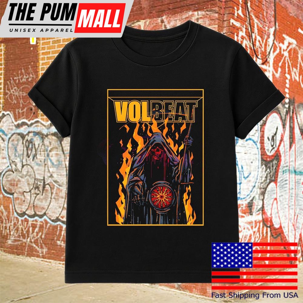 Volbeat Band Grim Reaper Fire Art Heavy Metal Rock T Shirt