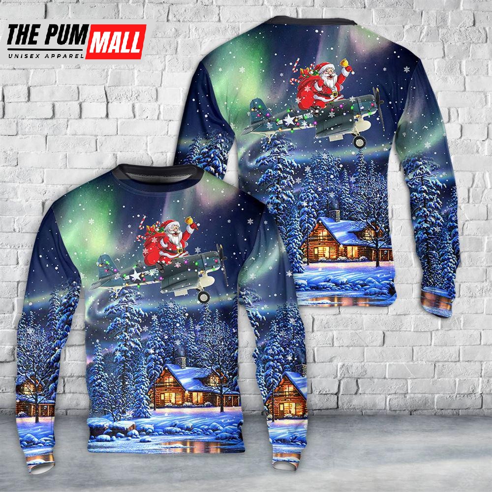 Vought F4U-1A Corsair #915 Major Greg -Pappy- Boyington VMF-214 Black Sheep US Navy Rabaul 1944 Christmas Sweater Gift For Christmas