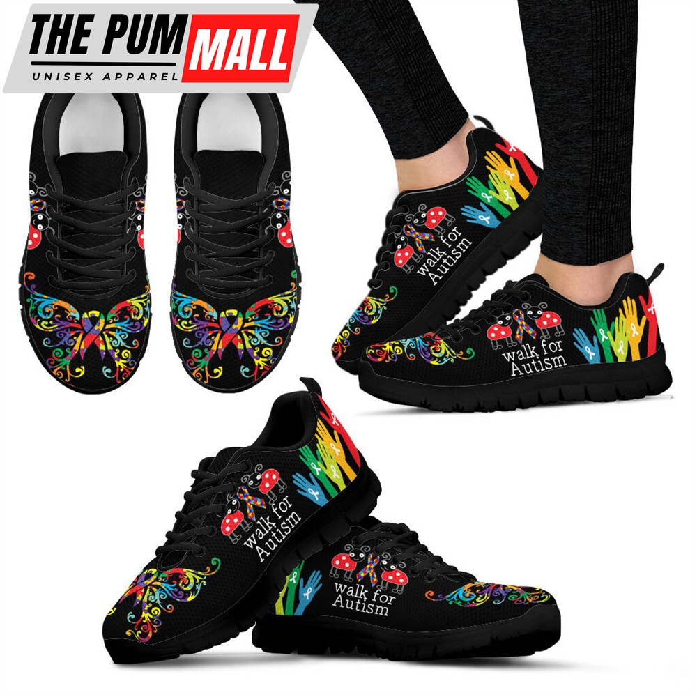 Walk For Autism Sneaker Black Walking Shoes – Best Gift For Men And Women – Cancer Awareness Shoes Malalan