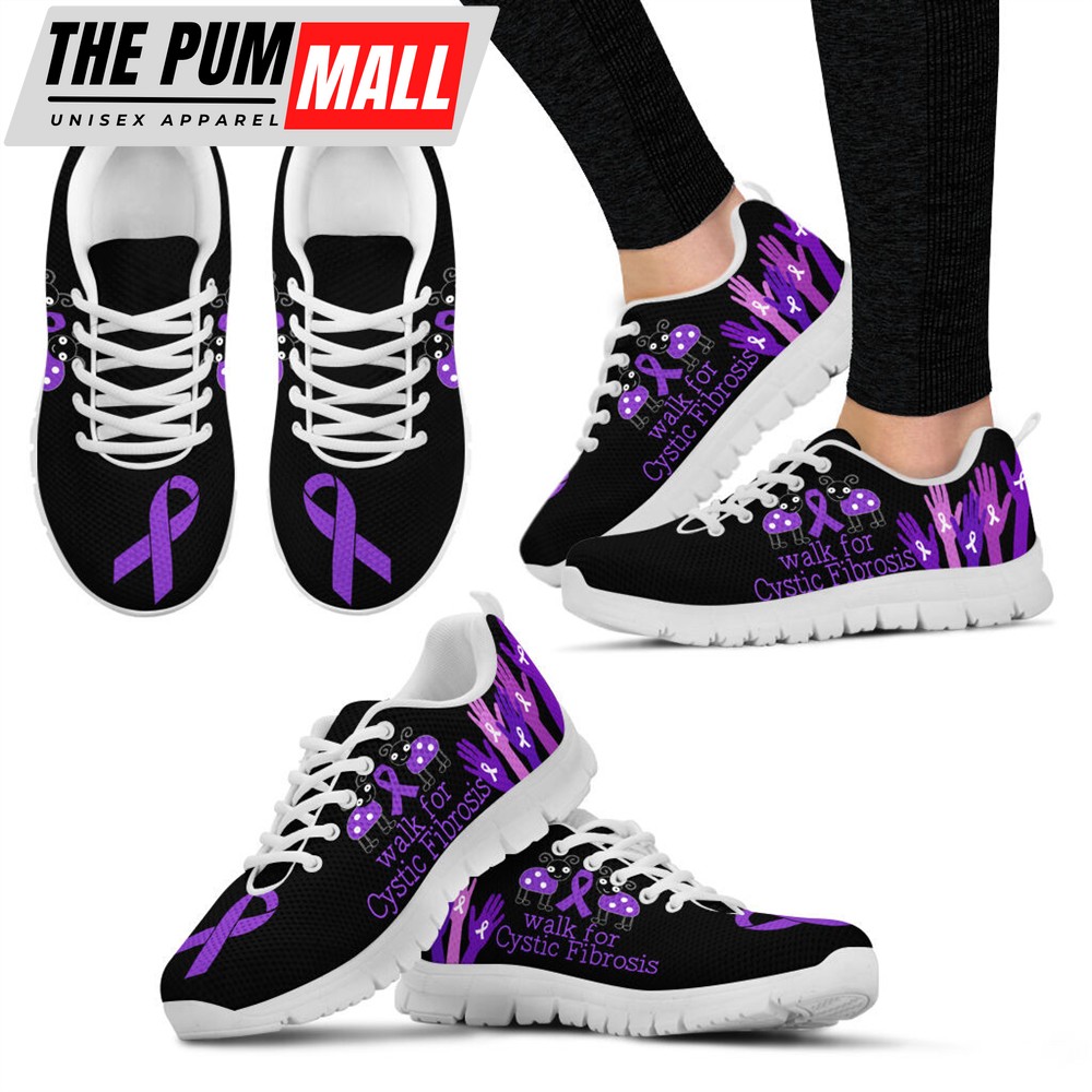 Walk For Cystic Fibrosis Black Sneaker Walking Shoes – Best Gift For Men And Women – Cancer Awareness Shoes