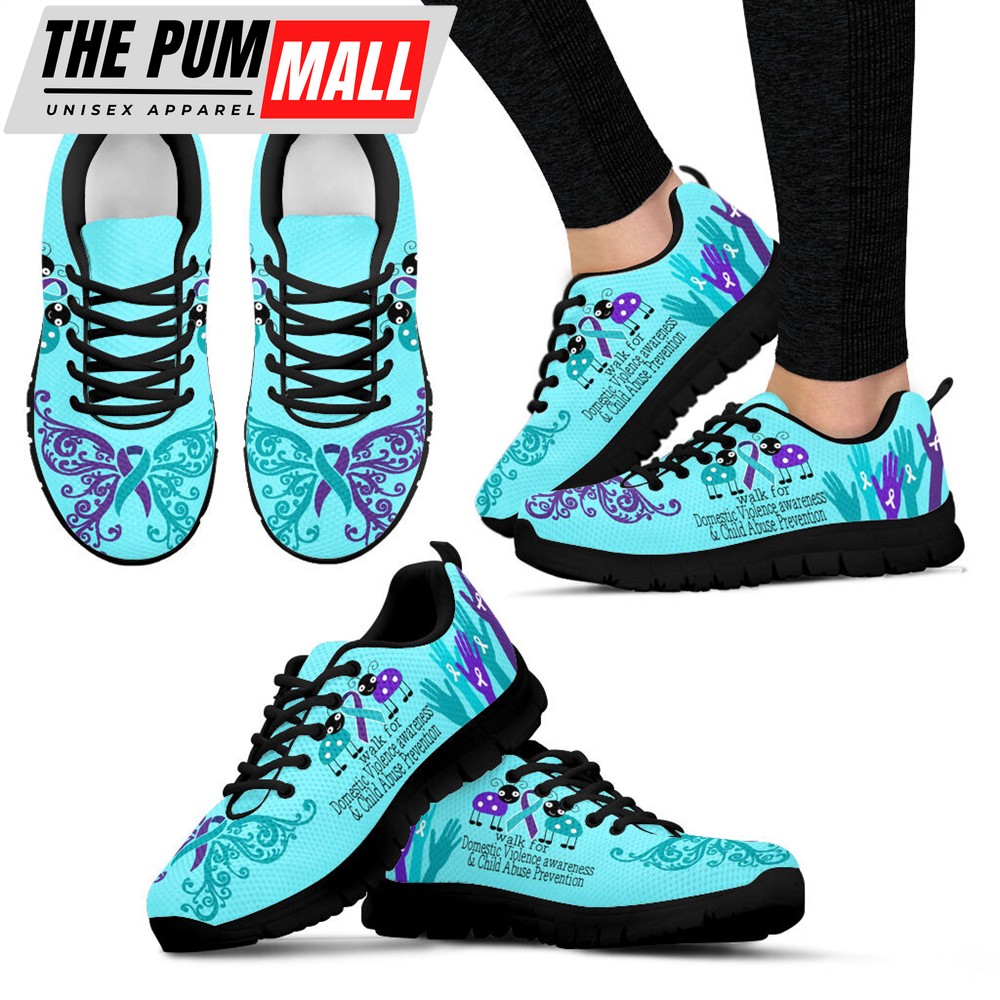 Walk For Domestic Violence Shoes Awareness And Child Abuse Prevention Sneaker Walking Shoes – Best Gift For Men And Women