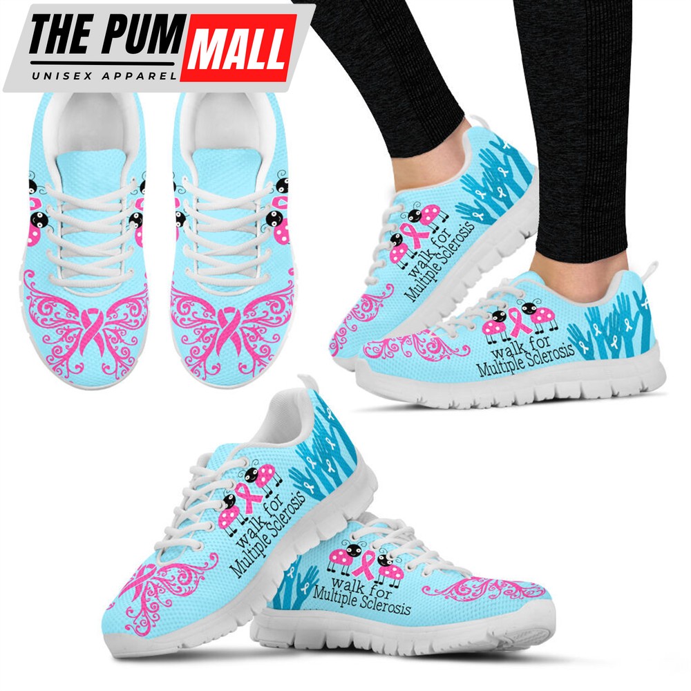 Walk For Multiple Sclerosis Shoes Blue Pink Sneaker Walking Shoes – Best Gift For Men And Women
