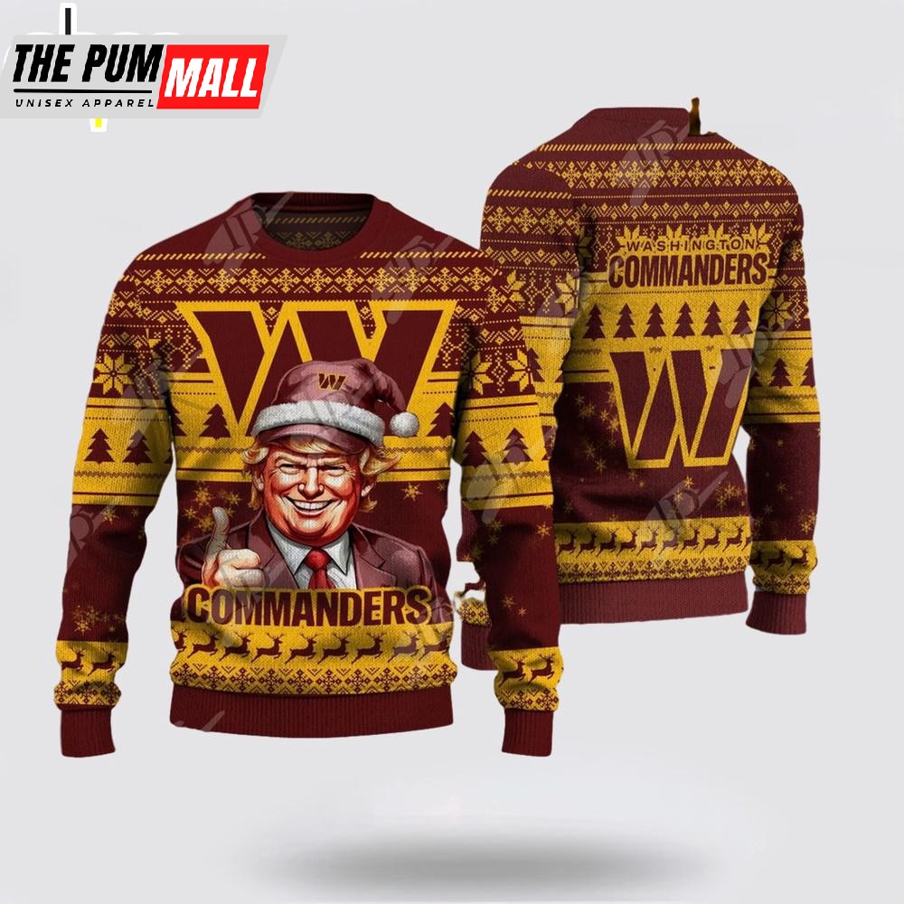 Washington Commanders Christmas Donald Trump Knitted Sweater