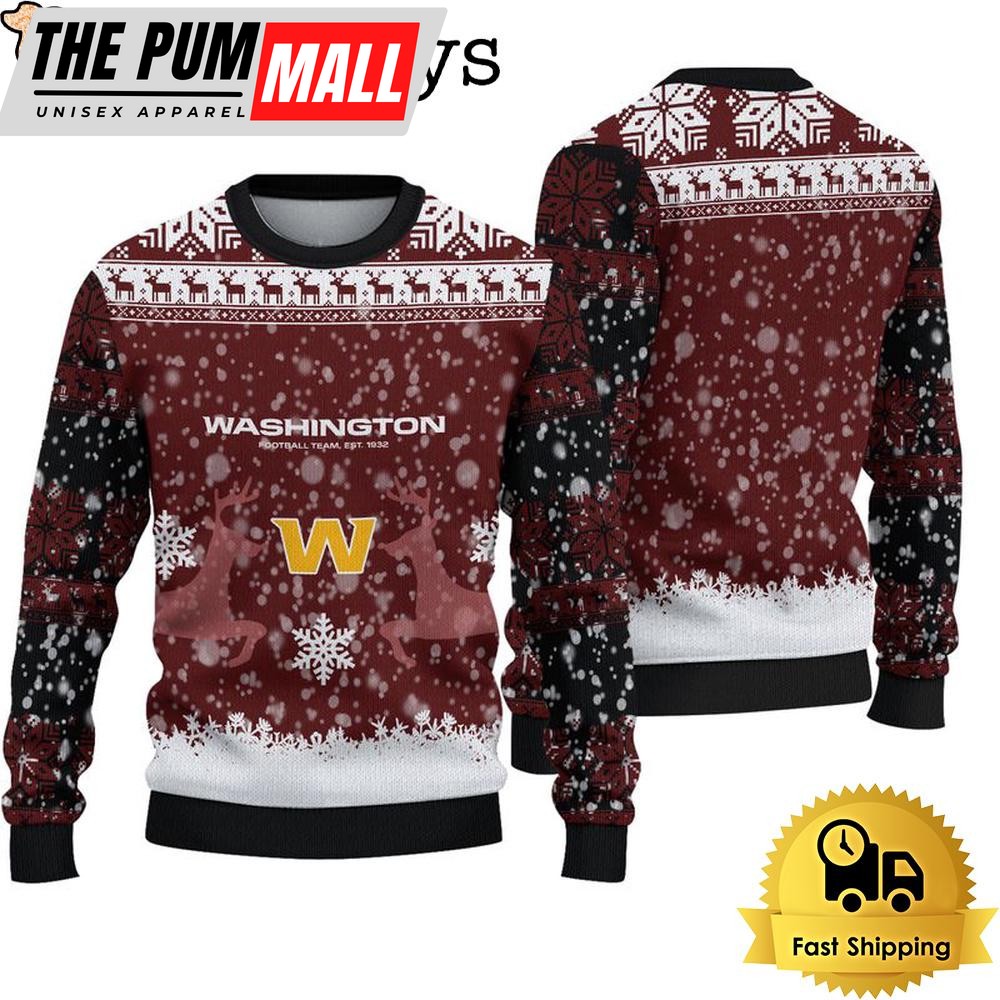 Washington Commanders Reindeer Football Ugly Christmas Sweater