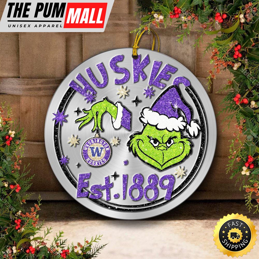 Washington Huskies Grinch Circle Ornaments Christmas Limited Edition