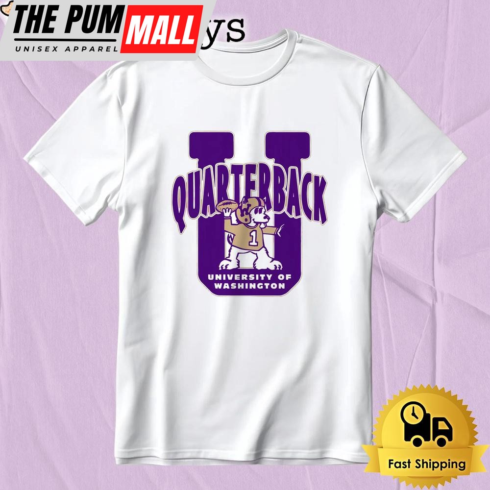 Washington Huskies Quarterback U Mascot Football T-Shirt