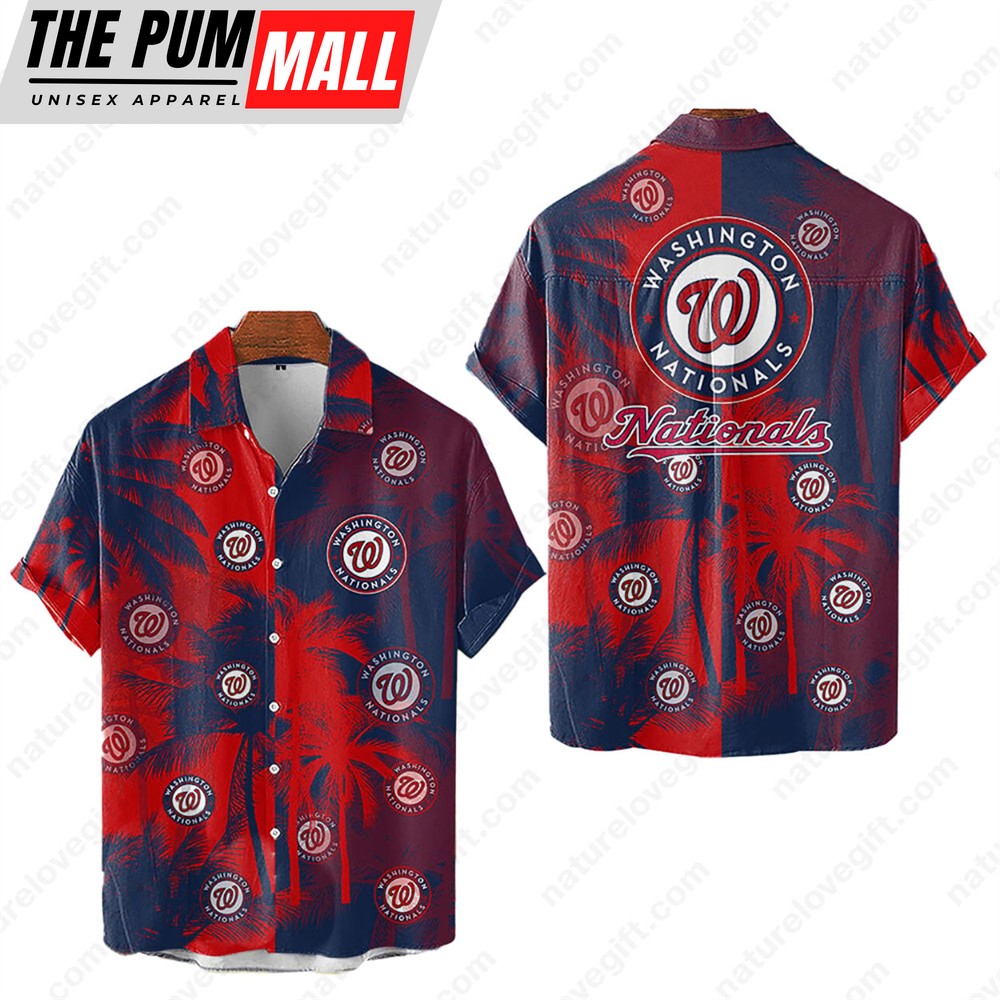 Washington Nationals Tropical Palm Trees MLB Hawaiian Shirt