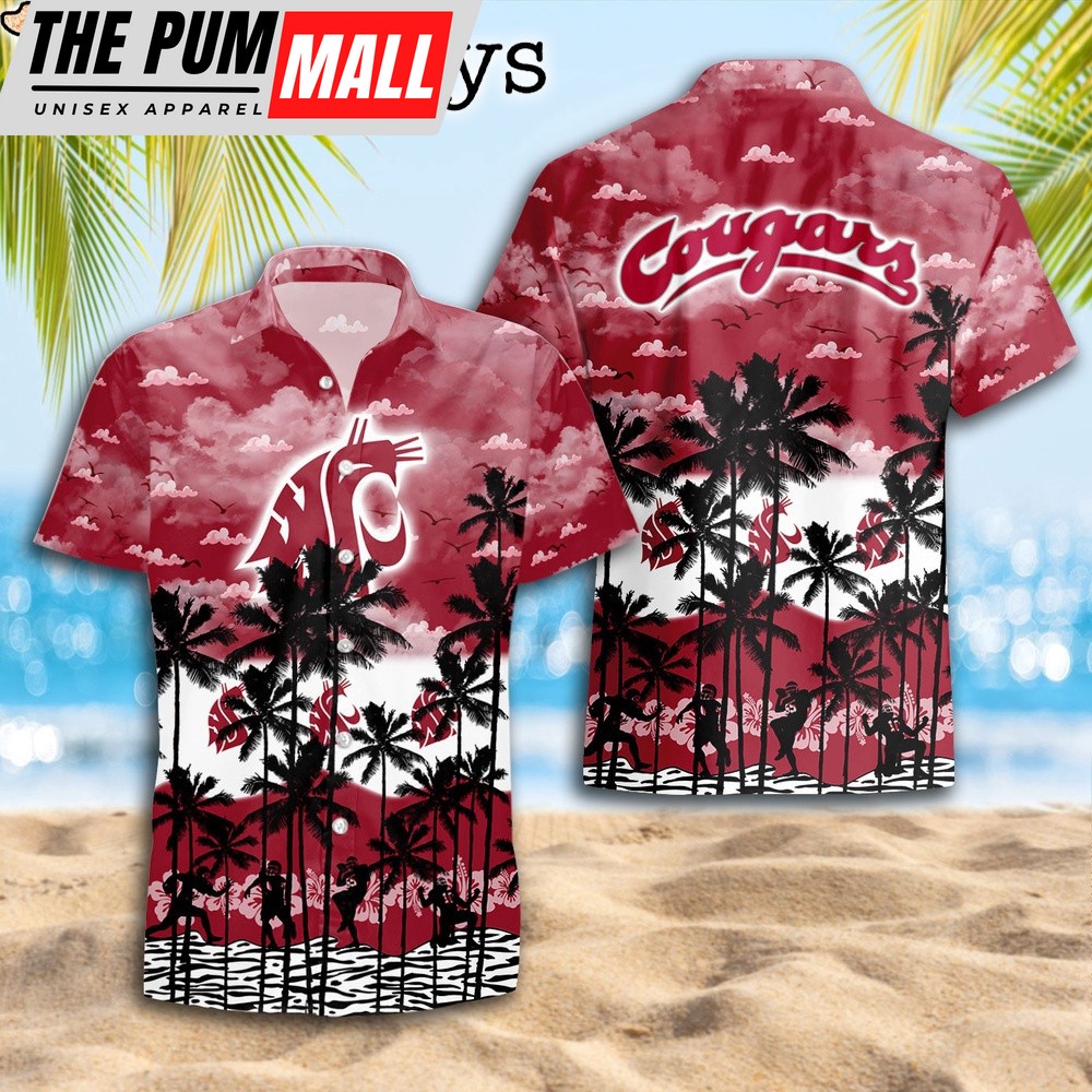 Washington State Cougars Palms Tree Hawaiian Shirt