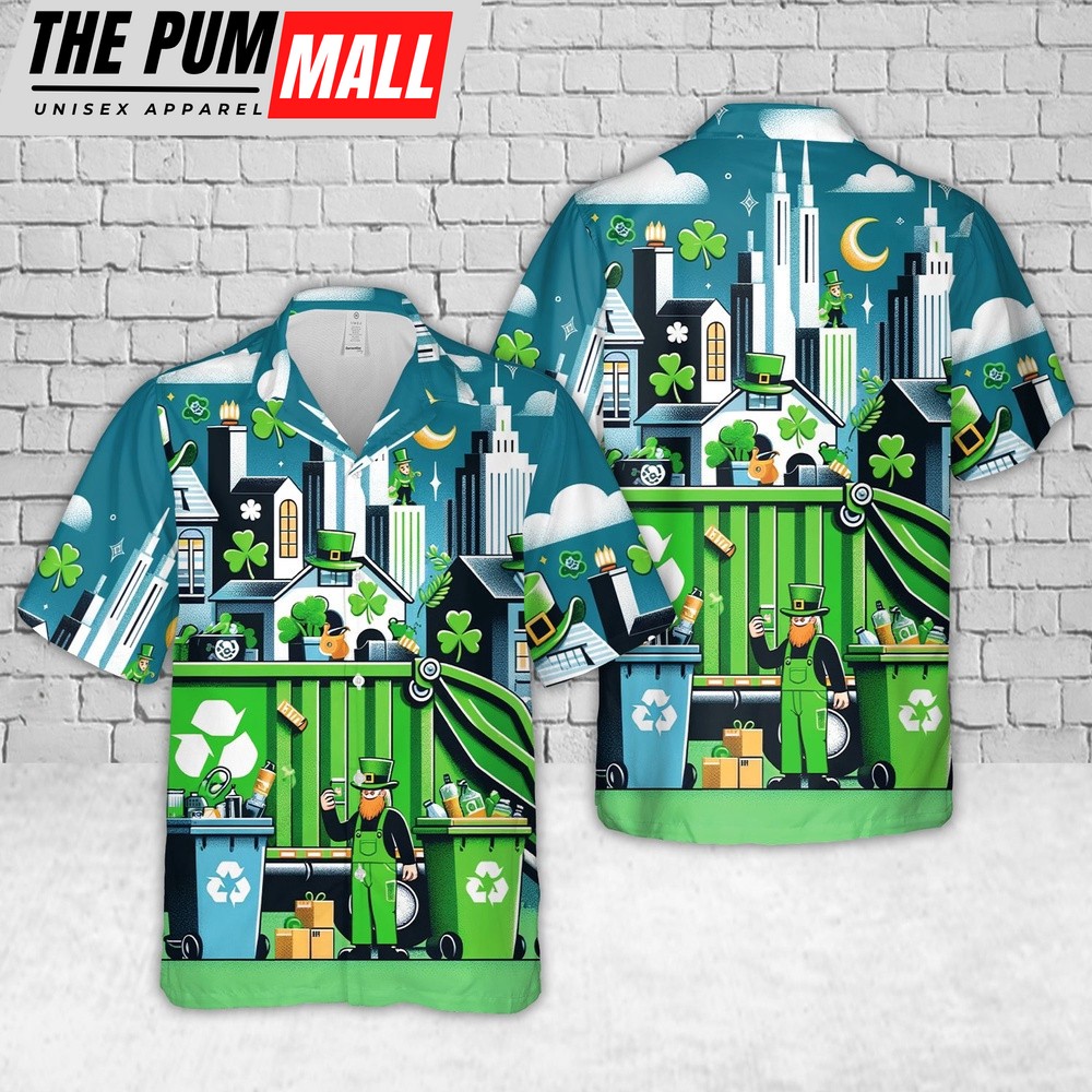 Waste Management St Patrick’s Day Hawaiian Shirt, Shamrock Hawaiian Shirt