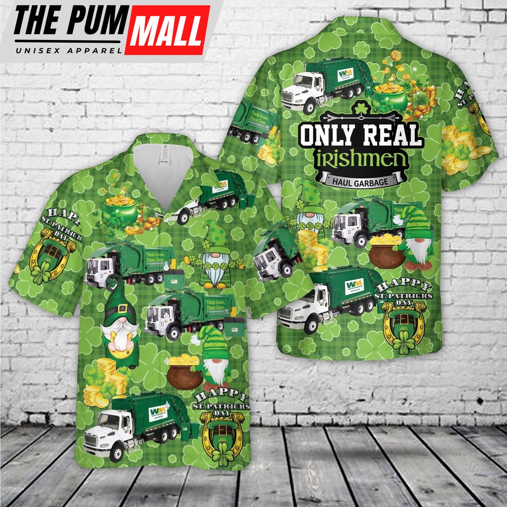 Waste Management St. Patrick’s Day Hawaiian Shirt, Shamrock Hawaiian Shirt