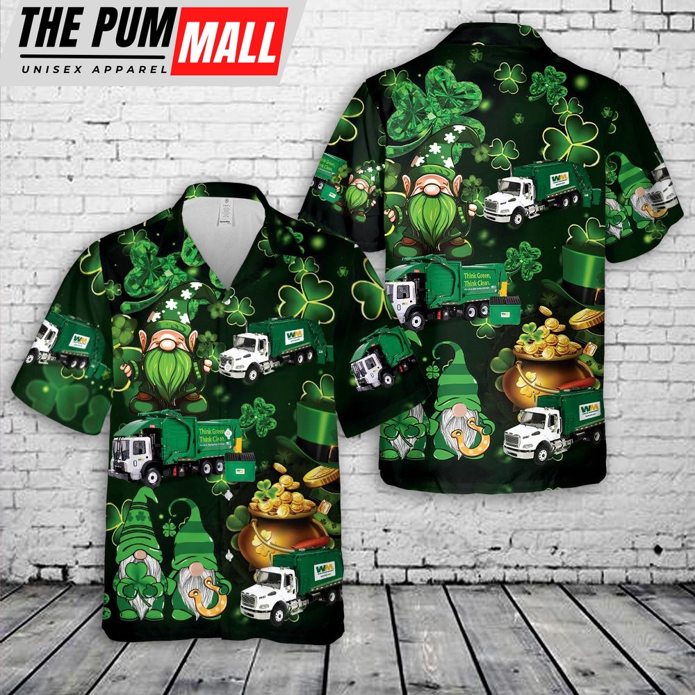 Waste Management, St Patrick’s Day Hawaiian Shirt, Shamrock Hawaiian Shirt