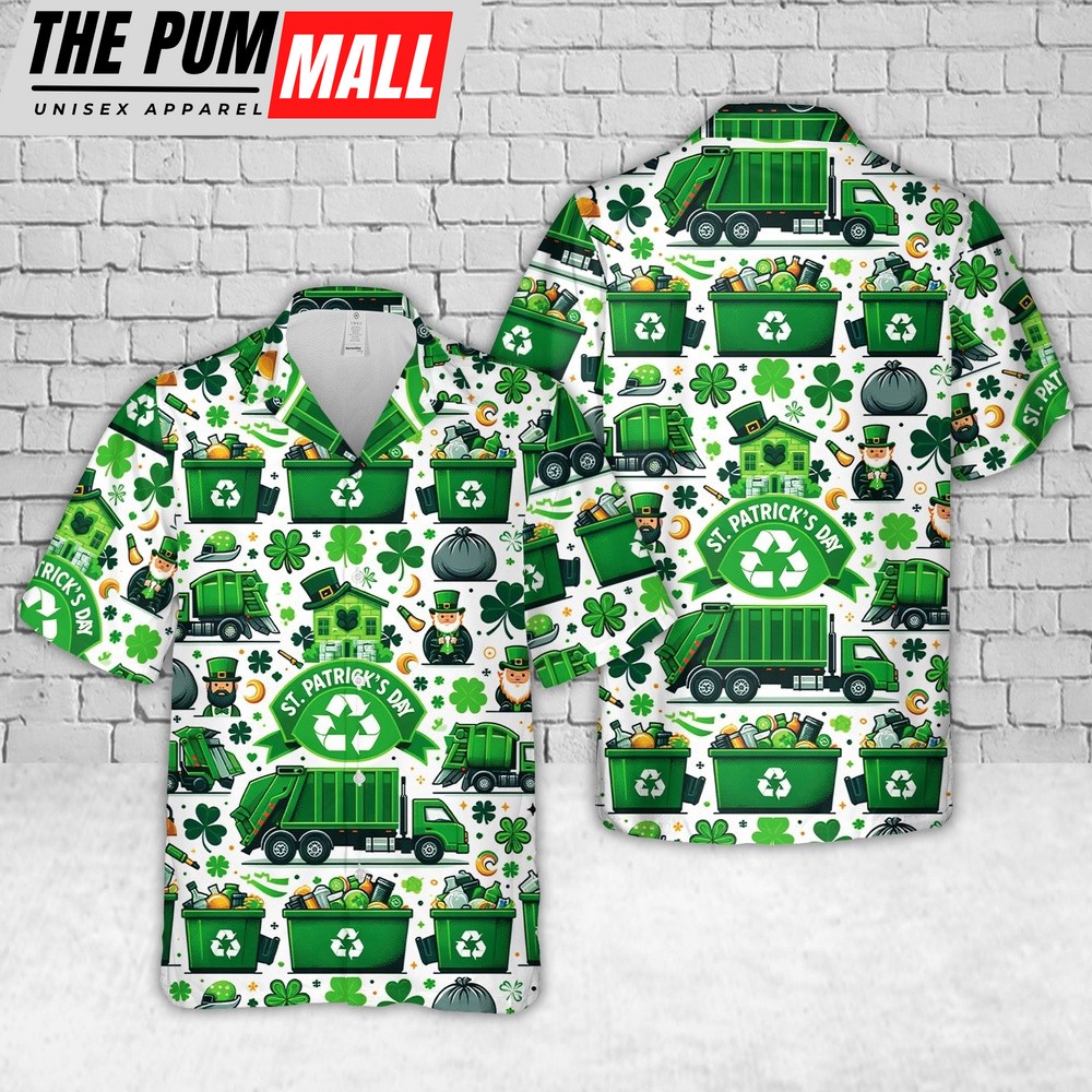 Waste Management St. Patrick’s Day Hawaiian Shirts, Shamrock Hawaiian Shirt