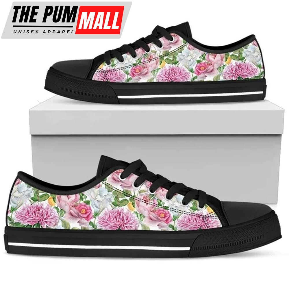Watercolor Floral Low Top Shoes – Low Top Shoes Mens, Women