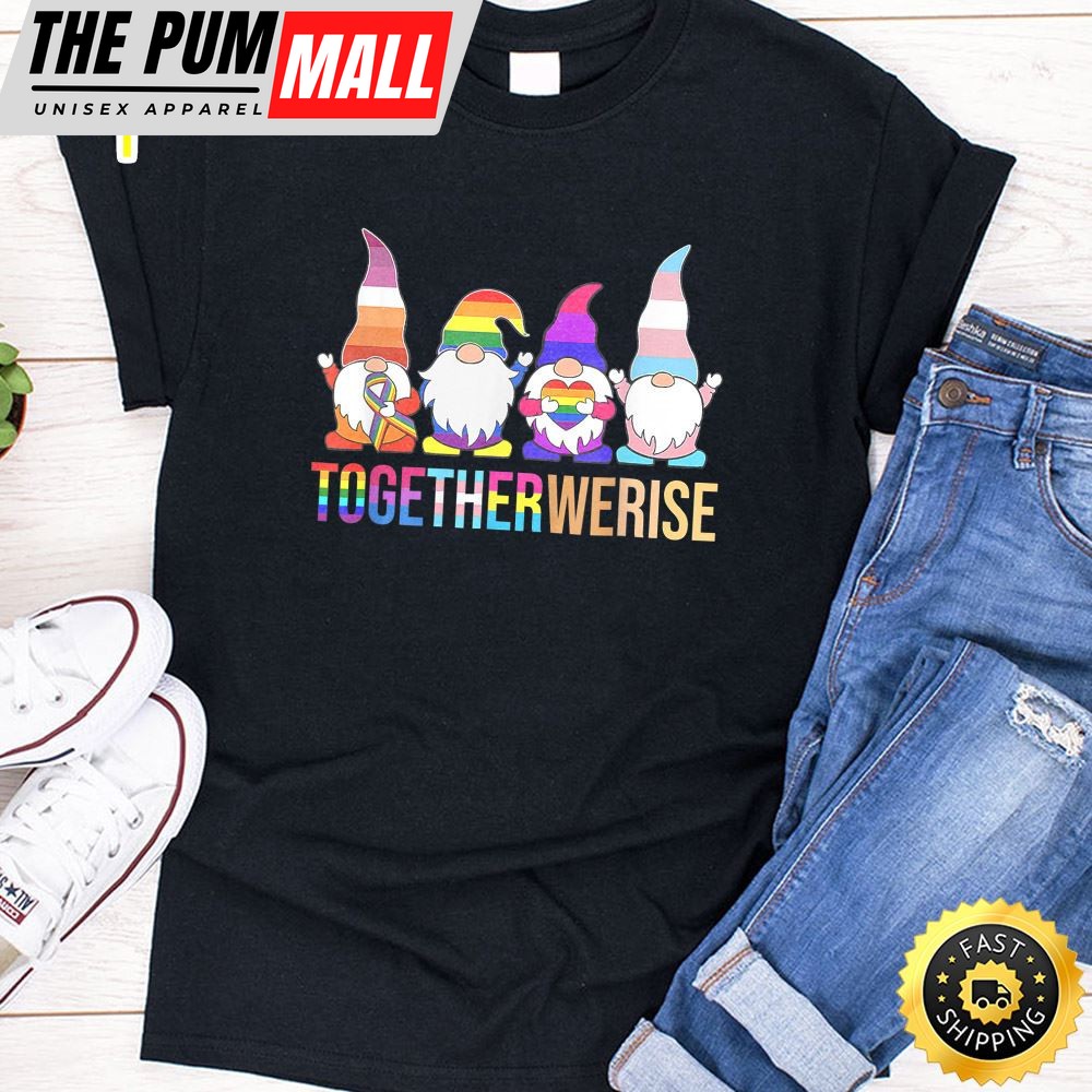 We Are All Human Gnomes Pride Ally Gnome LGBT funny Valentines Day T-shirt