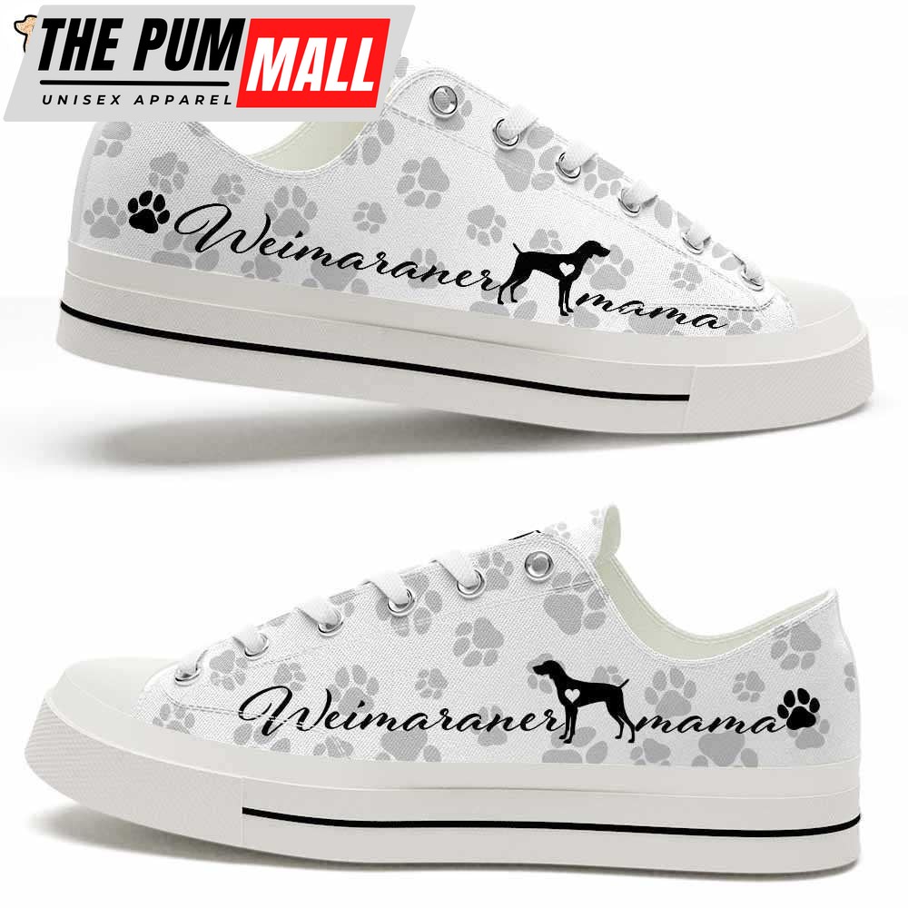 Weimaraner Paws Pattern Low Top Shoes – Happy International Dog Day Canvas Sneaker – Owners Gift Dog Breeders