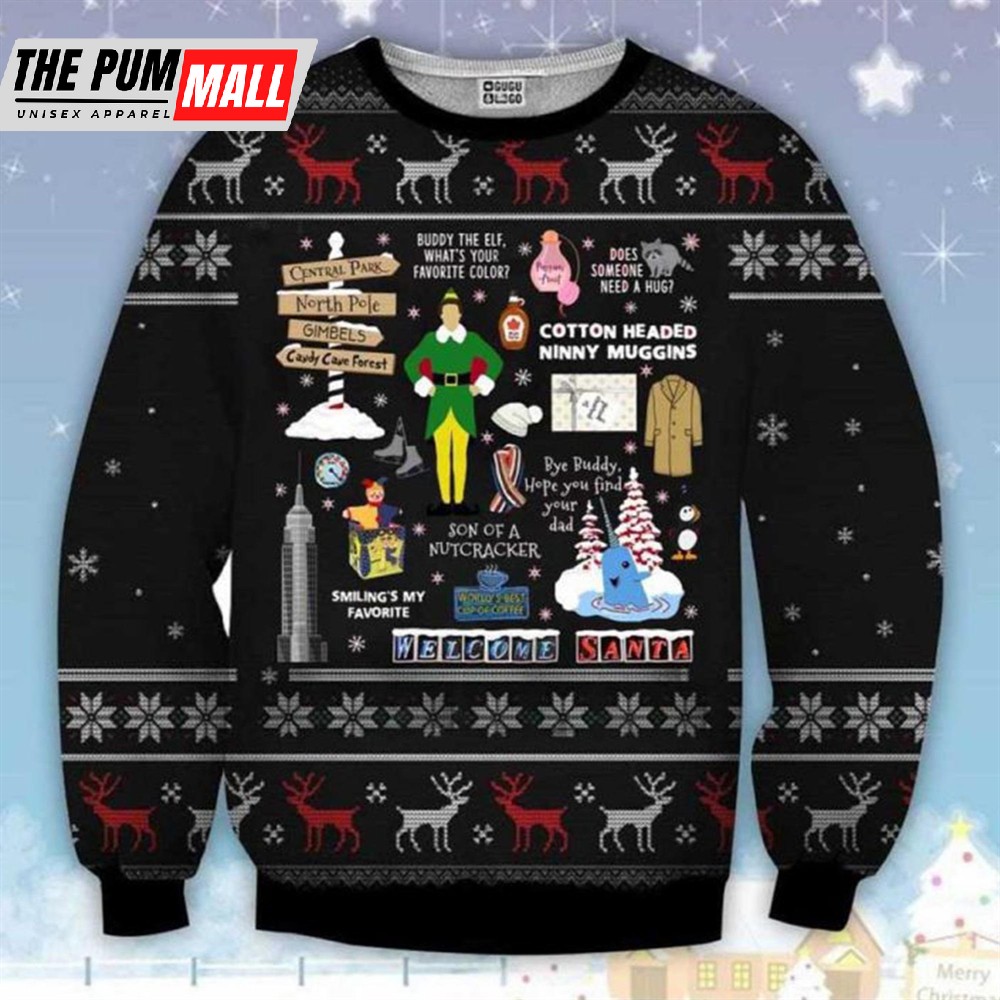 Welcome Santa Xmas ELF Noel Ugly Christmas Sweater