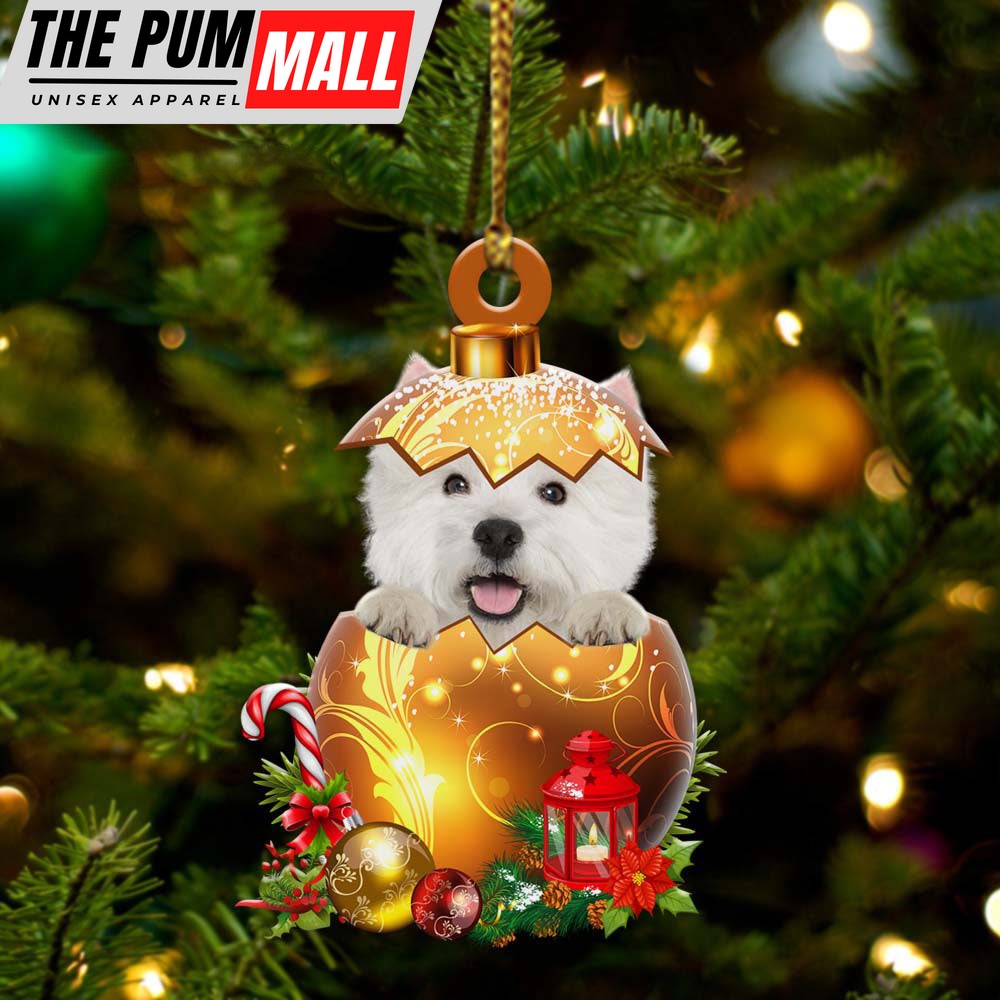West Highland White Terrier 03 In Golden Egg Christmas Ornament – Car Ornament – Unique Dog Gifts For Owners Limited Edition