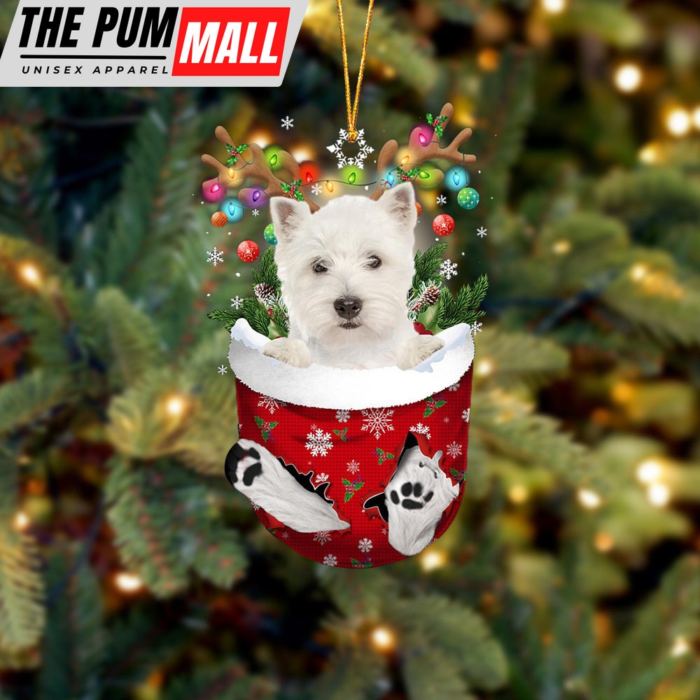 West Highland White Terrier In Snow Pocket Christmas Ornament – Two Sided Christmas Plastic Hanging Limited Edition