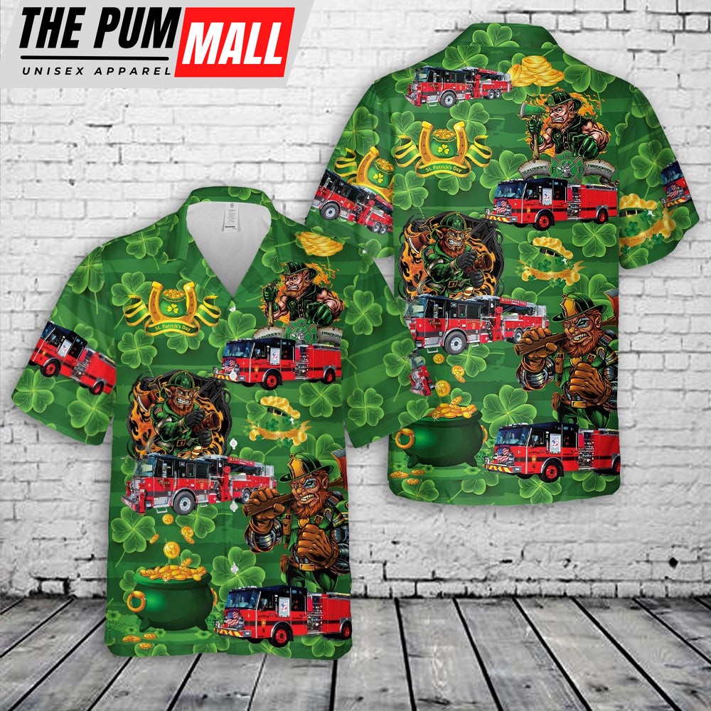Westborough Fire Department, Massachusetts St Patrick’s Day Hawaiian Shirt, Shamrock Hawaiian Shirt