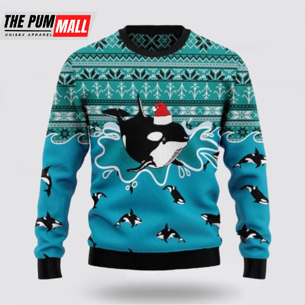Whale Santa Claus Ugly Sweater, Funny Santa Sweaters