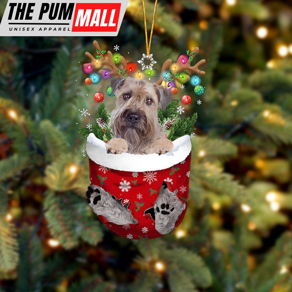 Wheaten Terrier In Snow Pocket Christmas Ornament – Two Sided Christmas Plastic Hanging Limited Edition