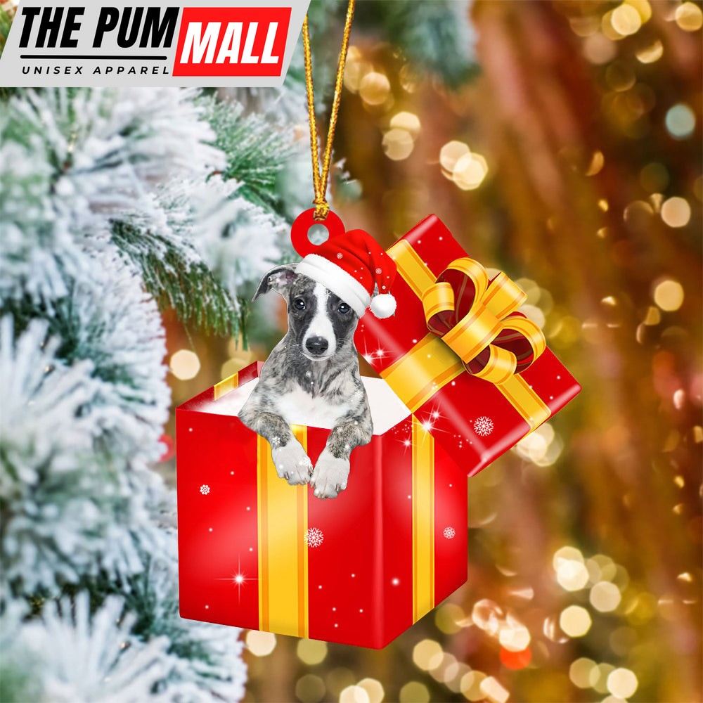 Whippet In Red Gift Box Christmas Ornament – Holiday Dog Ornaments Limited Edition