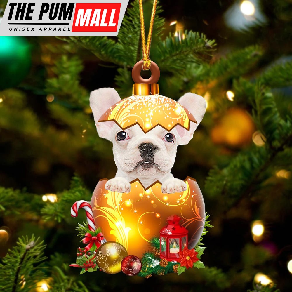 White French Bulldog In Golden Egg Christmas Ornament – Car Ornament – Unique Dog Gifts For Owners Limited Edition