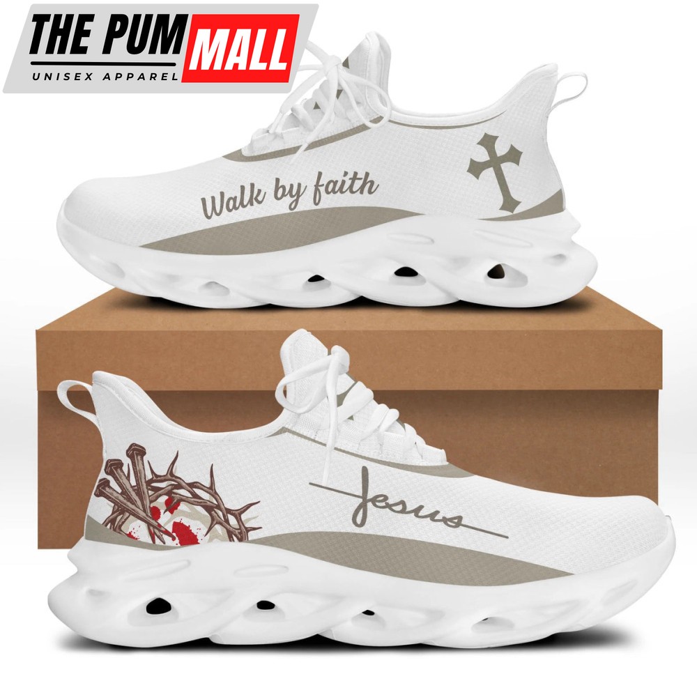 White Jesus Walk By Faith Running Sneakers Max Soul Shoes For Men And Women