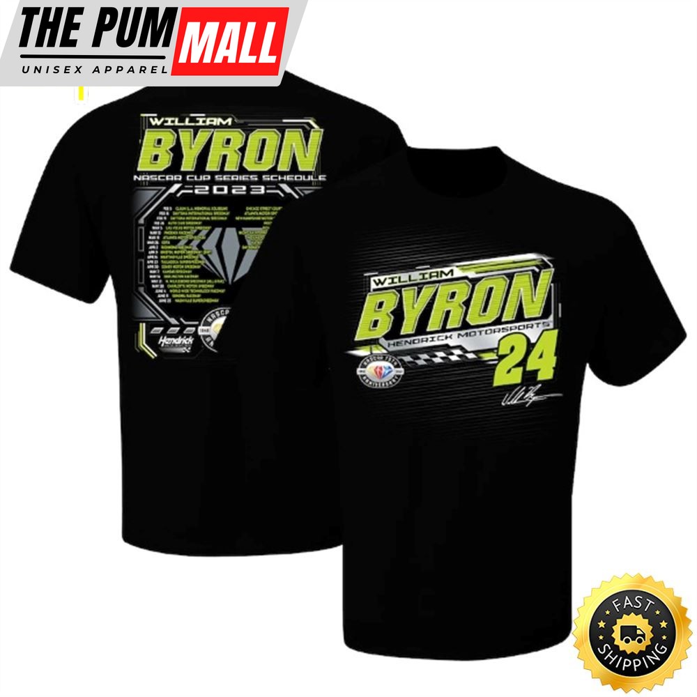 William Byron Hendrick Motorsports Team Collection 2023 NASCAR Cup Series Schedule Black T-shirt