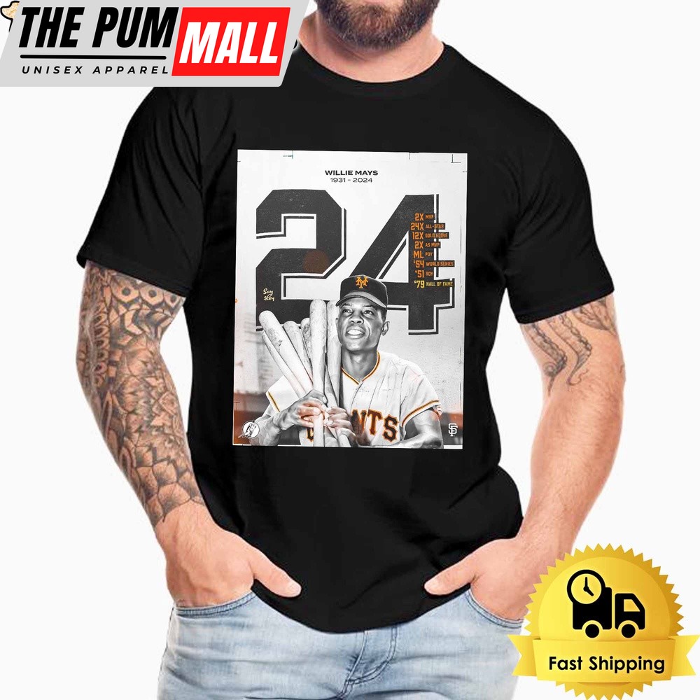 Willie Mays Forever Giant 1931-2024 Signature T Shirt