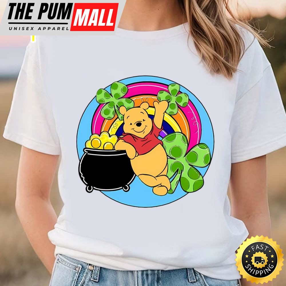 Winnie The Pooh St Patricks Rainbow And Shamrocks Shirt