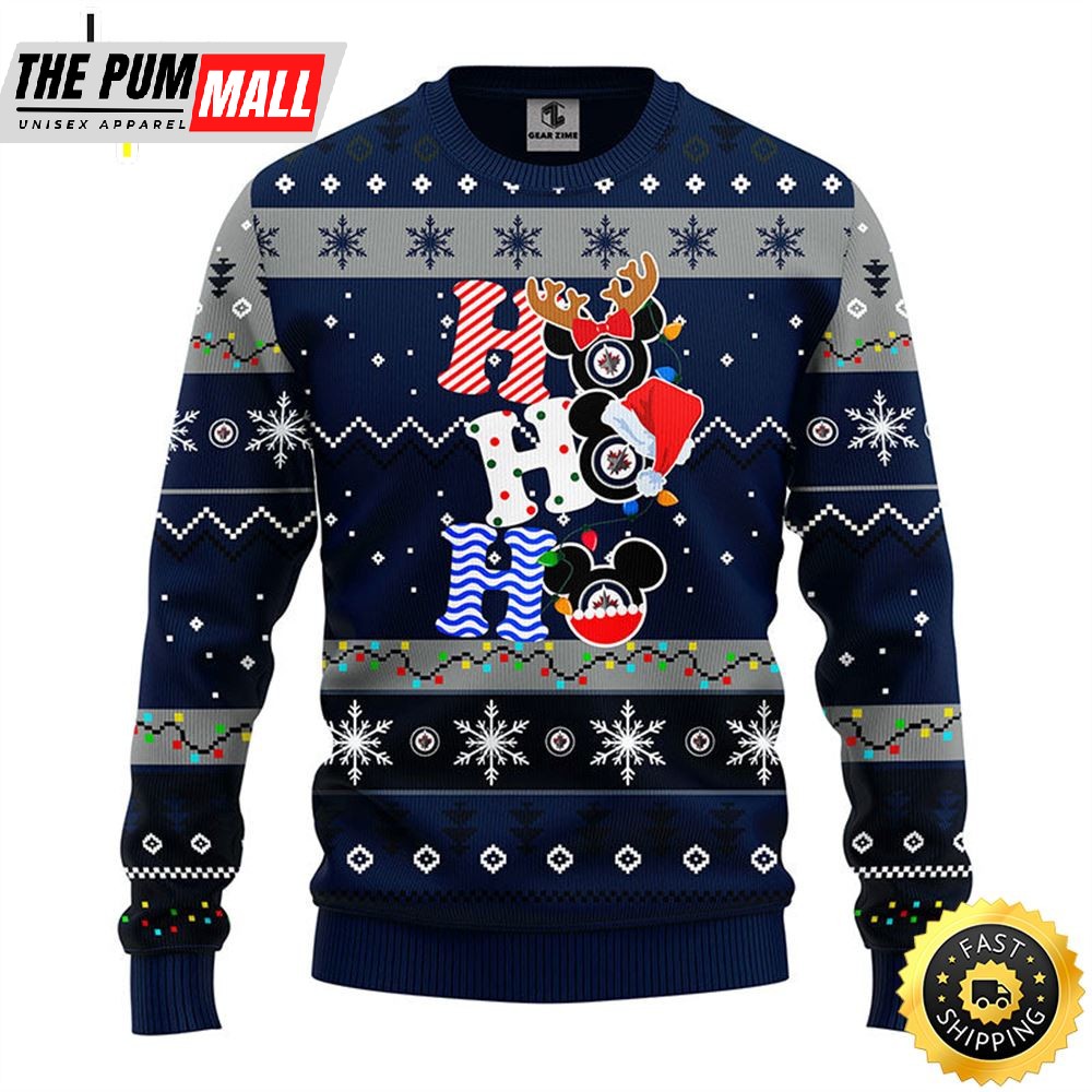 Winnipeg Jets Hohoho Mickey Christmas Ugly Sweater