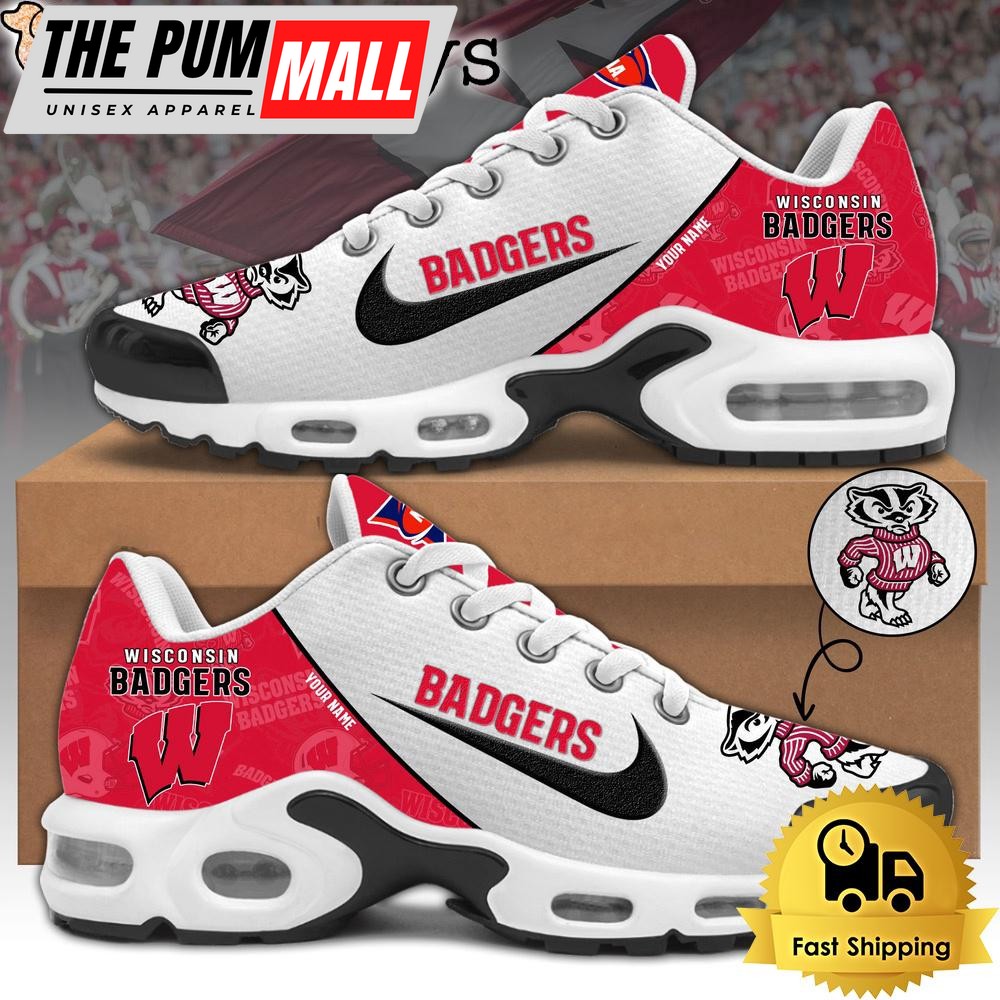 Wisconsin Badgers Football Mascot Symbol Custom Air Max Plus Shoes