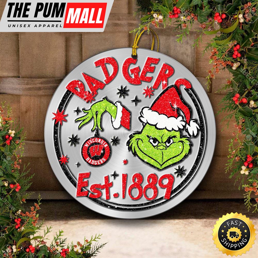 Wisconsin Badgers Grinch Circle Ornaments Christmas Limited Edition
