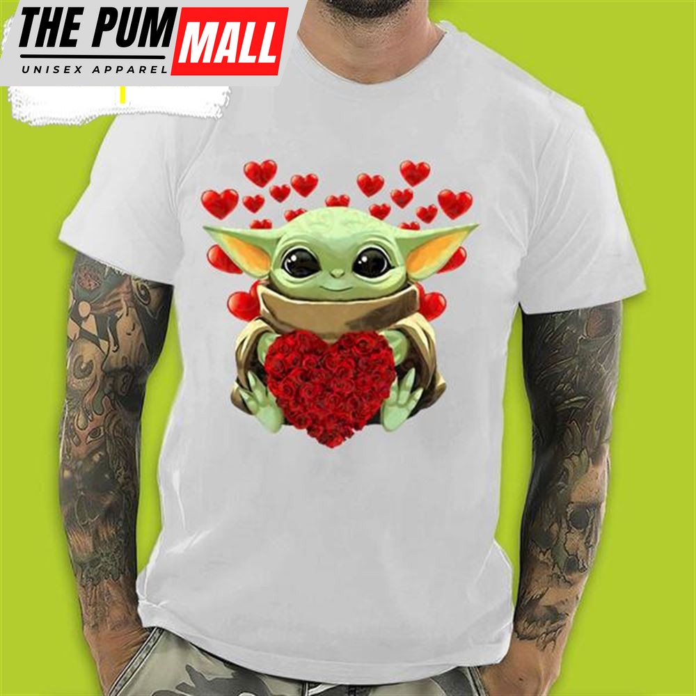 With Heart Baby Yoda Fall In Love In Valentines Day T-Shirt