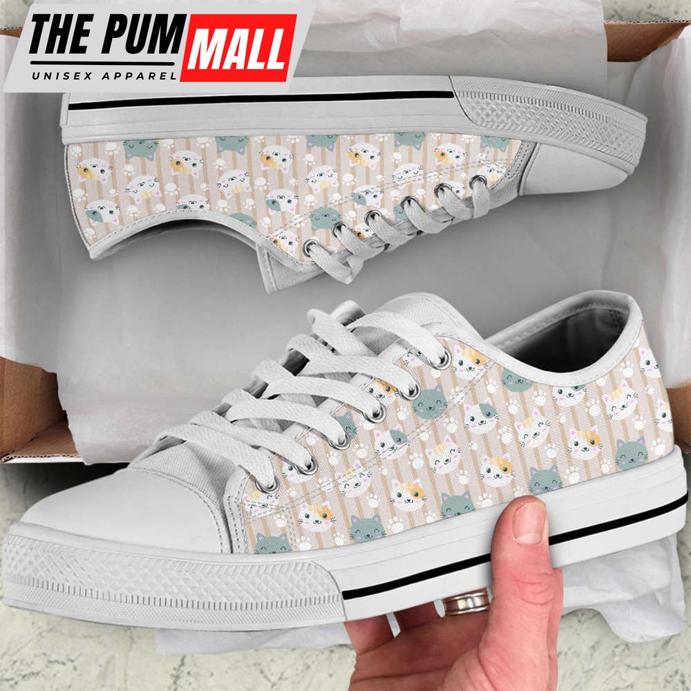 Woman’s Kitten Custom Low Top Shoes, Car Lovers Gifts For Idea Tie Sneakers Casual Cute Shoes