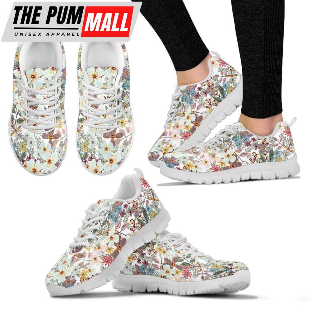 Women’s Beautiful Floral Paster Color Tie Sneakers, Women’s Shoes For Men And Women
