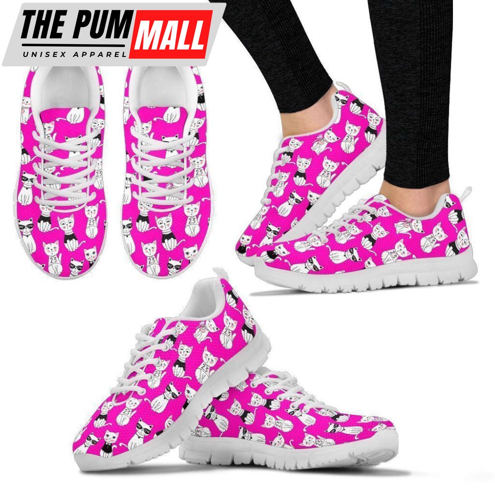 Women’s Cat Pink Sneakers Walking Running Lightweight Casual Shoes For Men And Women